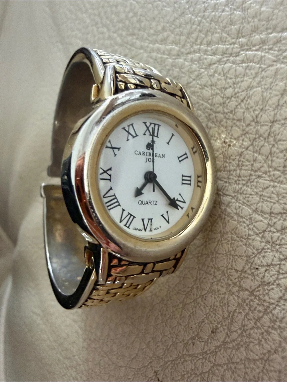 Caribbean Joe Two-Tone Gold and Silver Women's Bracelet Watch needs battery